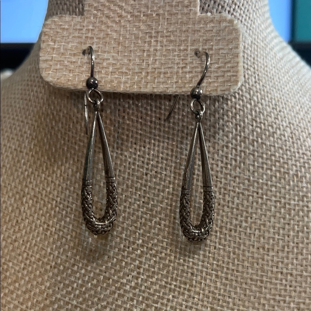 Brighton Neptunes Rings Open Teardrop Earrings Etched Scrolling Silverplate